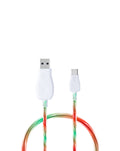 Visible USB-A to USB-C Glowing LED Fast Charging Cable — Green & Red, 3ft, 10W