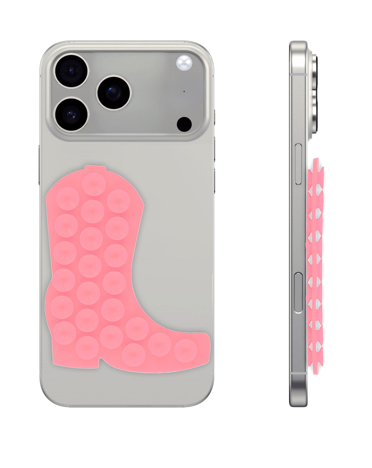 Cowboy Boot Silicone Suction Cup Phone Holder - Pink