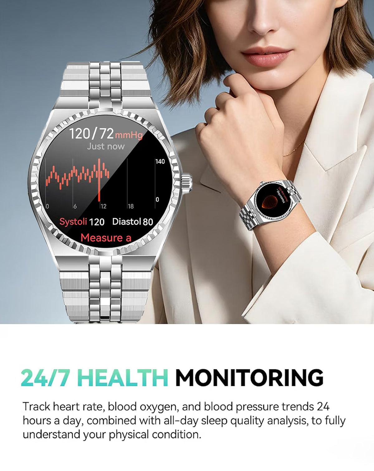 GloryFitPro Smart Watch with 1.32" Amoled Display — Silver