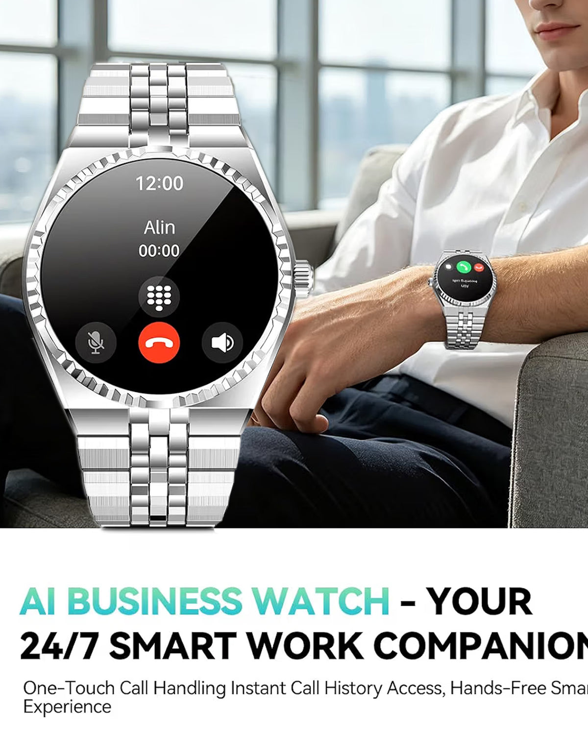 GloryFitPro Smart Watch with 1.32" Amoled Display — Silver