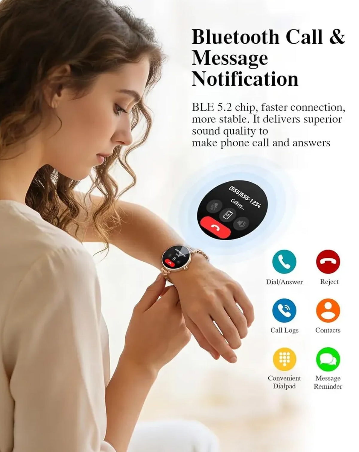 DaFit Women's Smart Watch with 1.04" Amoled Display — Gold