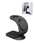Brookstone 3-in-1 Curved Wireless Charging Station - Black — 15W