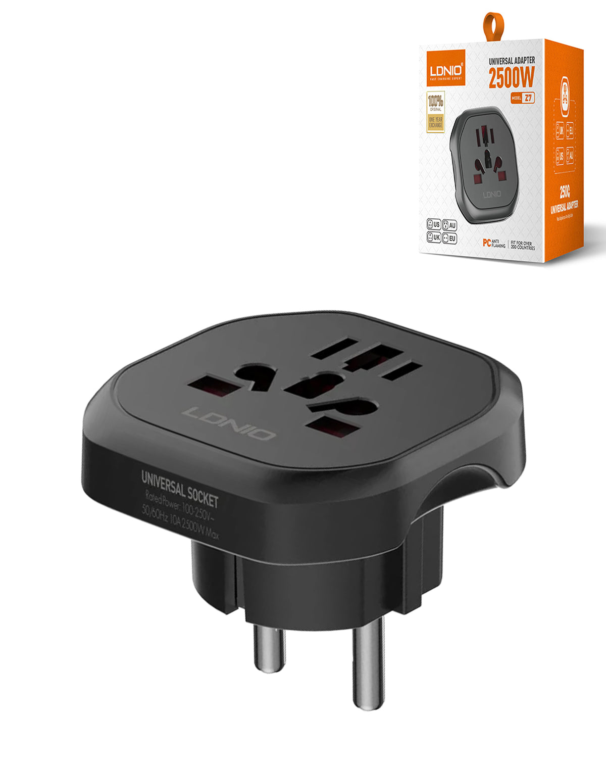 LDNIO Z7 Power Strip Travel Adapter EU to Us/uk/au