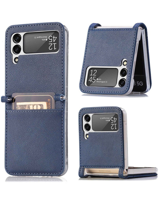 Genuine Leather Case for Galaxy Z Flip 4 — Blue