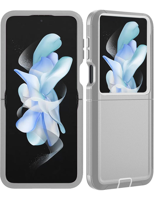 Heavy-Duty Shockproof Case for Galaxy Z Flip 7 — Gray & White